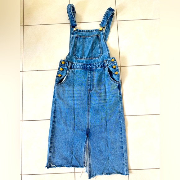Asymmetric Overall Denim Dress | US XS - Picture 1 of 6